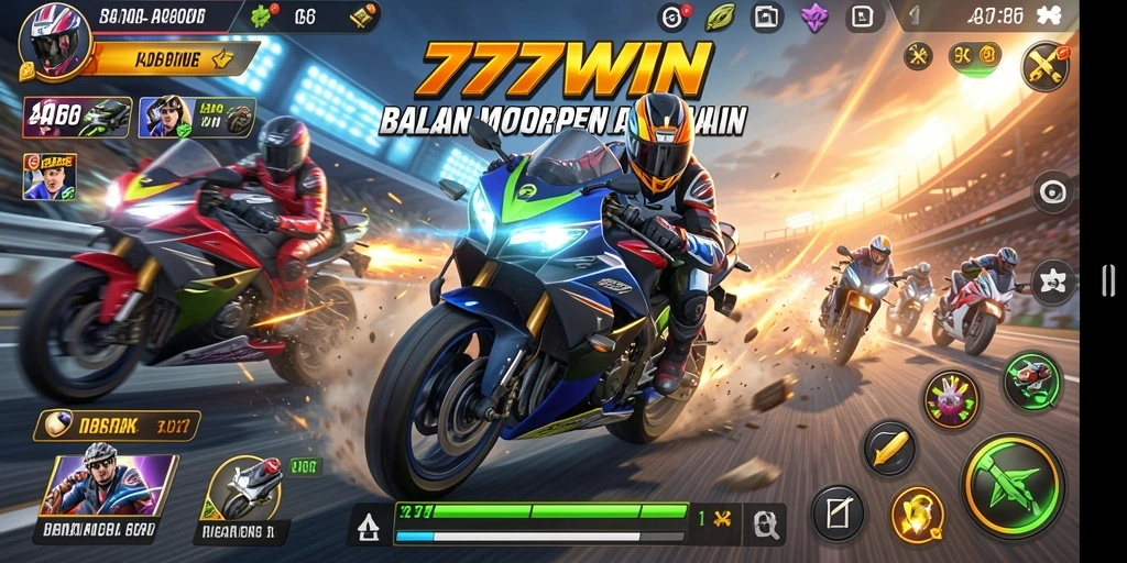 Gameplay mendebarkan dalam balapan motor yang seru