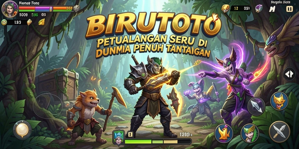 Screenshot utama BIRUTOTO menampilkan aksi seru dalam petualangan yang menantang.