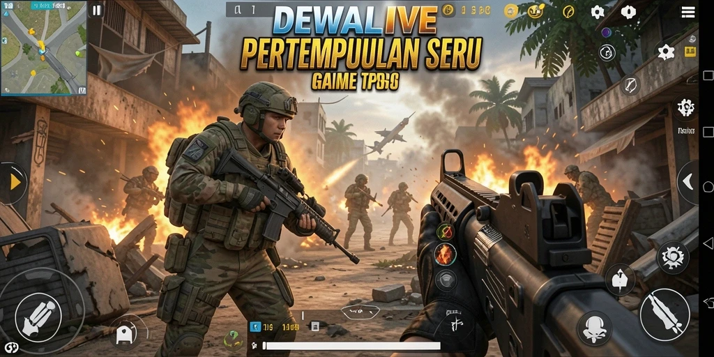 Screenshot DEWALIVE menampilkan aksi pertempuran menegangkan dalam mode TPS.