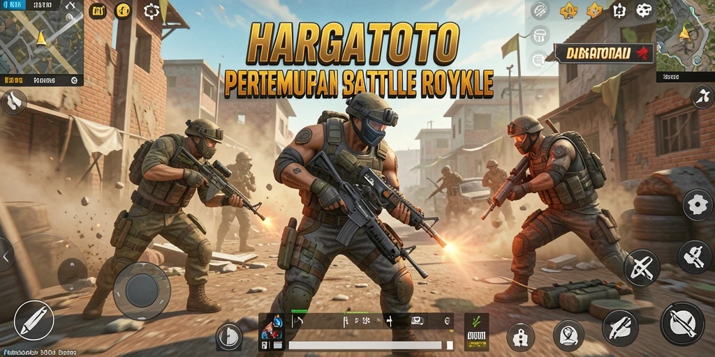 Tampilan gameplay HARGATOTO yang seru dan penuh aksi dalam pertempuran Battle Royale.