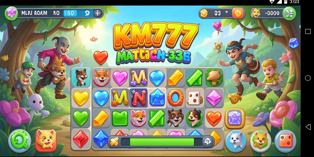 Tangkapan layar gameplay KM777 menunjukkan keseruan mencocokkan simbol.