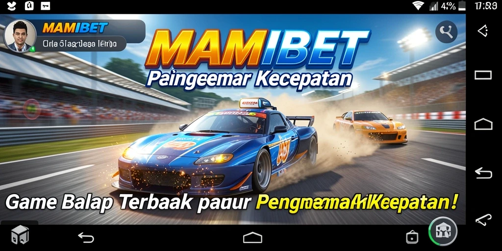 Gameplay MAMIBET menampilkan balapan seru dengan mobil cepat.