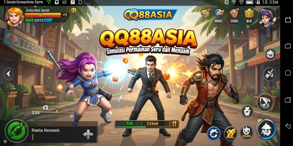 Screenshot utama QQ88ASIA menampilkan gameplay simulasi yang menawan.