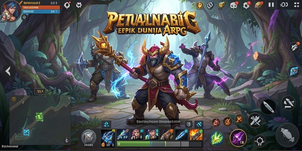 Screenshot gameplay RPVIP2 menampilkan aksi pertarungan seru di dunia fantasi.