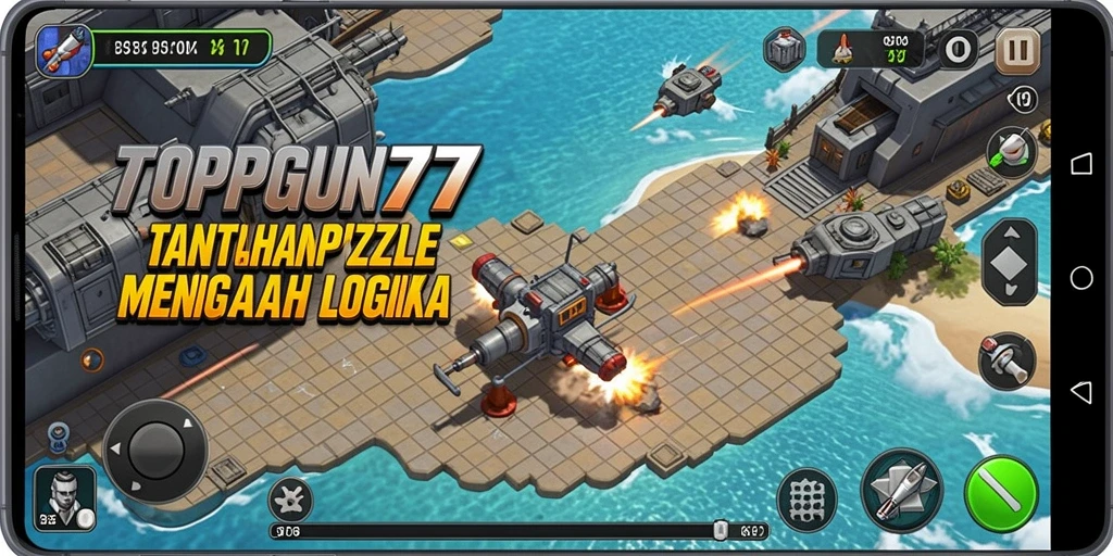 Screenshot gameplay TOPGUN77 menampilkan tantangan puzzle yang menarik.