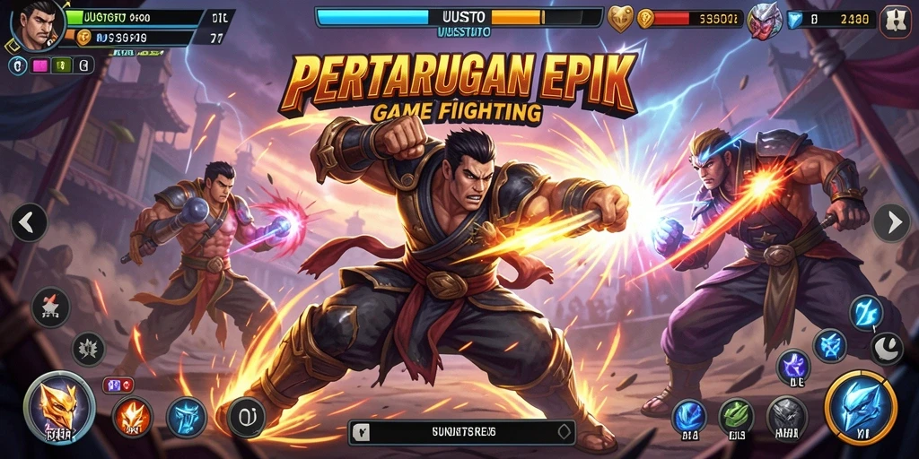 Gameplay UUSTOTO menampilkan aksi pertarungan yang intens dan mendebarkan.